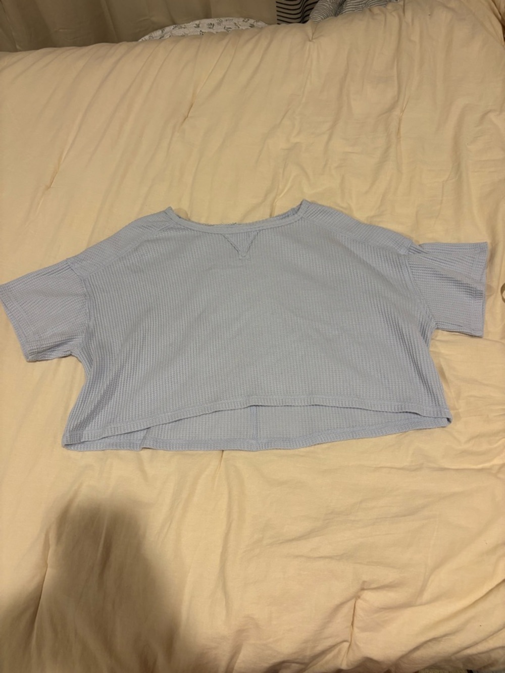 SO Light Blue Waffle Knit Crop Top